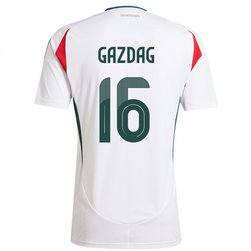 Kinder Fußball Ungarn Dániel Gazdag #16 Weiß Auswärtstrikot Trikot 24-26 T-Shirt Luxemburg