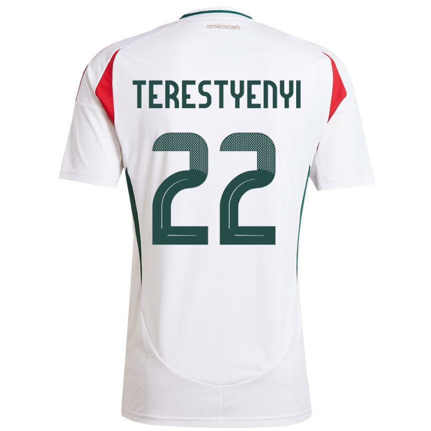 Kinder Fußball Ungarn Anna Terestyényi #22 Weiß Auswärtstrikot Trikot 24-26 T-Shirt Luxemburg