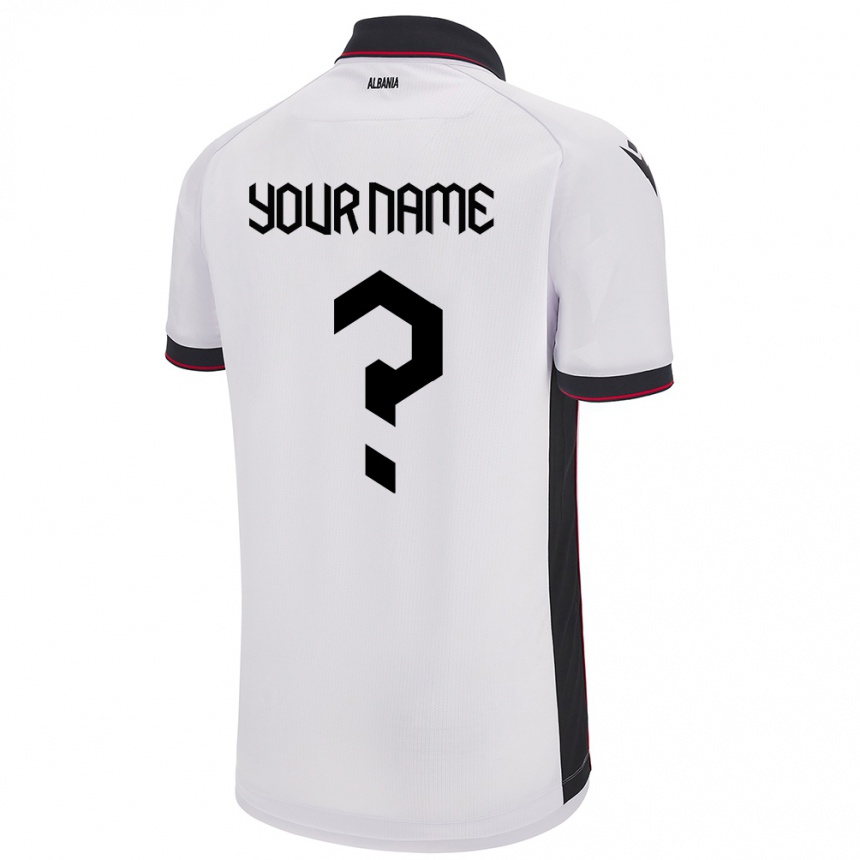 Kinder Fußball Albanien Ihren Namen #0 Weiß Auswärtstrikot Trikot 24-26 T-Shirt Luxemburg