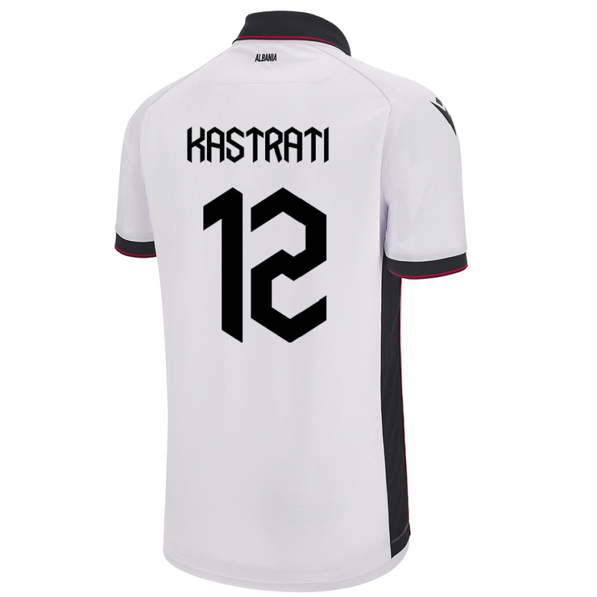 Kinder Fußball Albanien Elhan Kastrati #12 Weiß Auswärtstrikot Trikot 24-26 T-Shirt Luxemburg