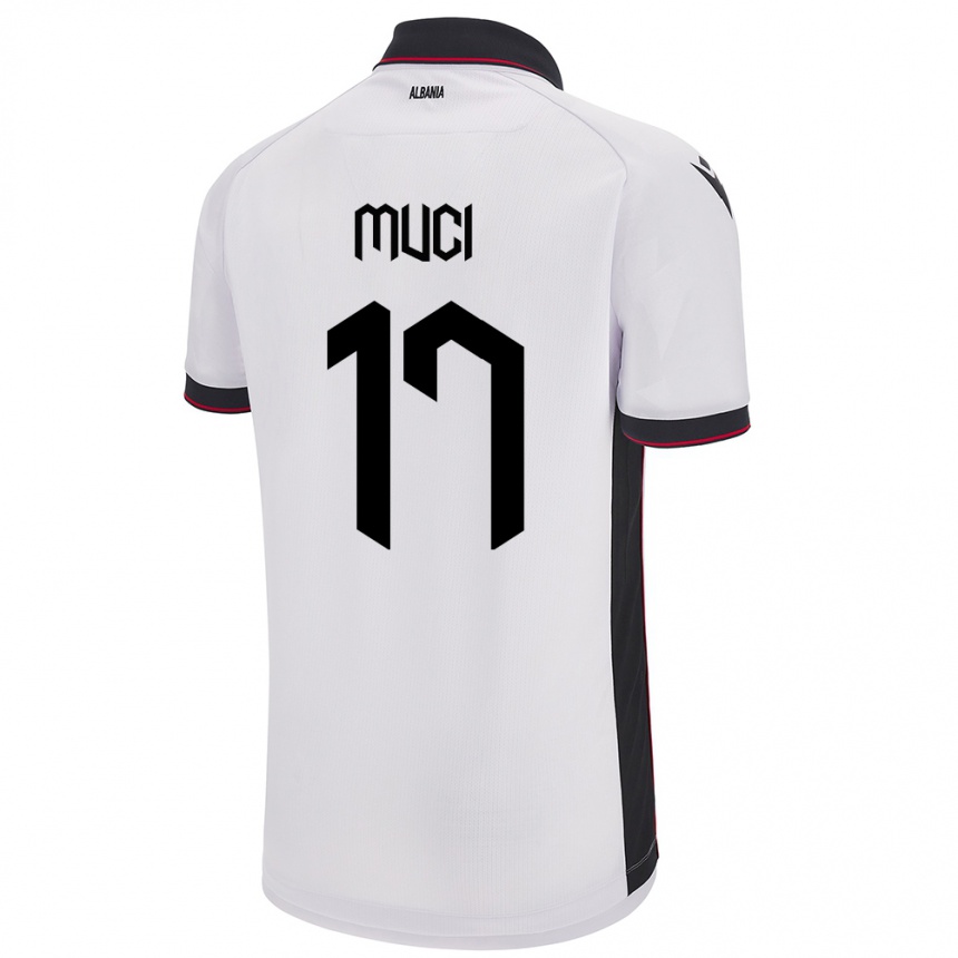 Kinder Fußball Albanien Ernest Muci #17 Weiß Auswärtstrikot Trikot 24-26 T-Shirt Luxemburg