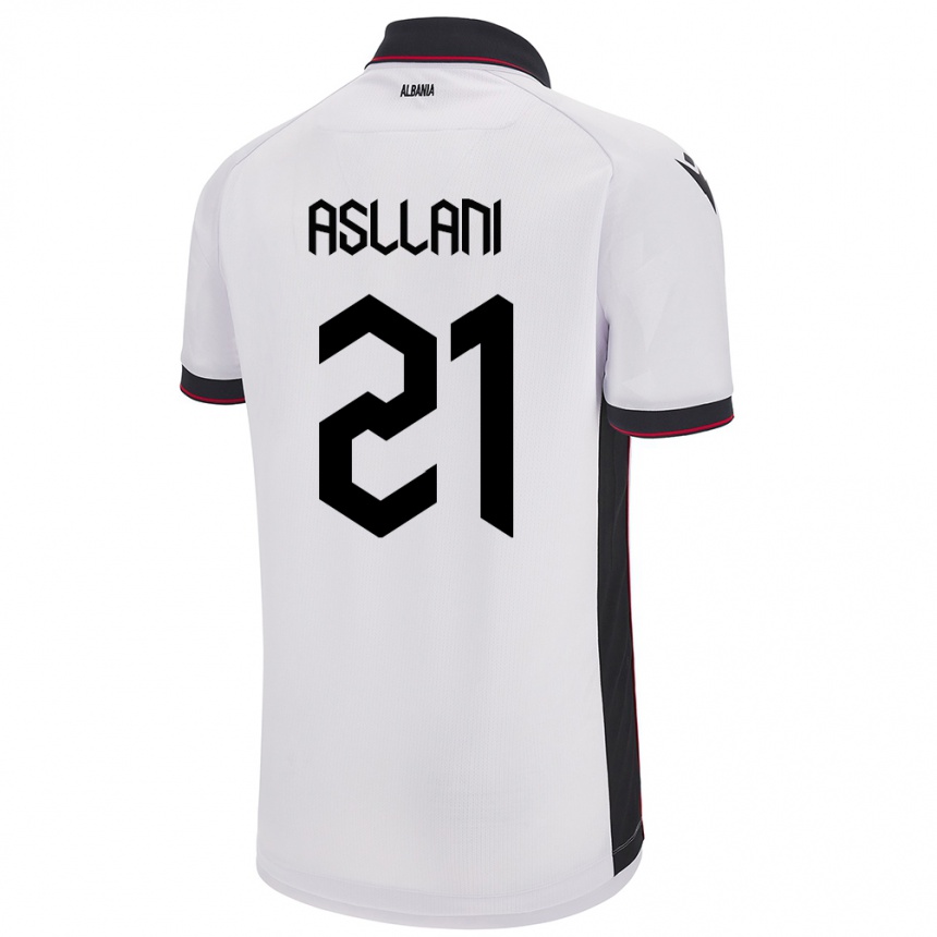 Kinder Fußball Albanien Kristjan Asllani #21 Weiß Auswärtstrikot Trikot 24-26 T-Shirt Luxemburg