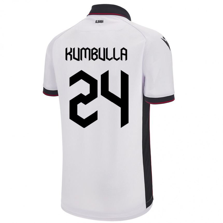 Kinder Fußball Albanien Marash Kumbulla #24 Weiß Auswärtstrikot Trikot 24-26 T-Shirt Luxemburg