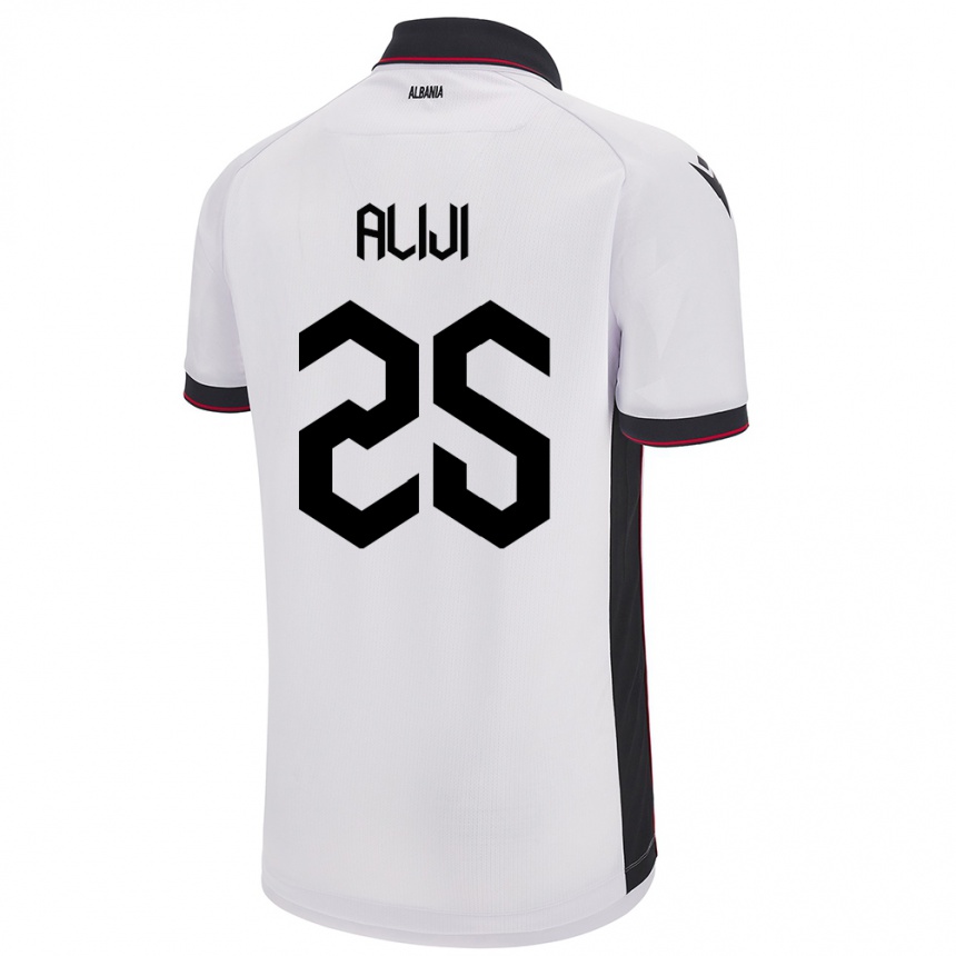 Kinder Fußball Albanien Naser Aliji #25 Weiß Auswärtstrikot Trikot 24-26 T-Shirt Luxemburg