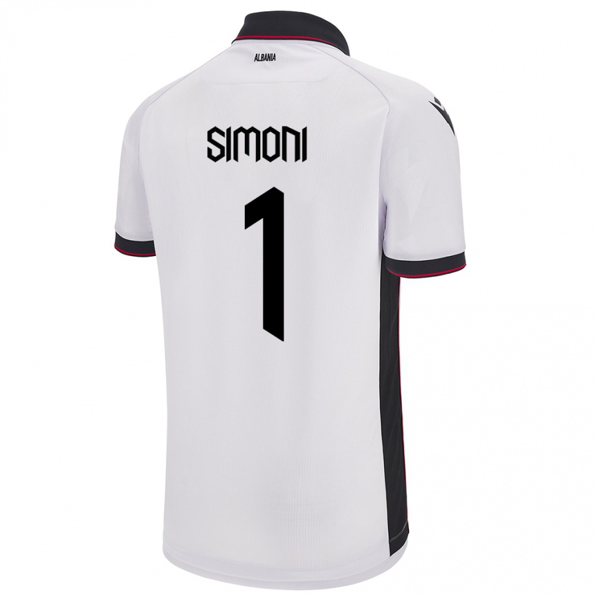 Kinder Fußball Albanien Simon Simoni #1 Weiß Auswärtstrikot Trikot 24-26 T-Shirt Luxemburg