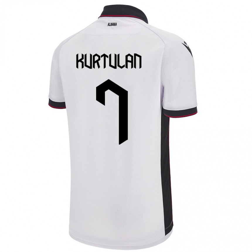 Kinder Fußball Albanien Arda Kurtulan #7 Weiß Auswärtstrikot Trikot 24-26 T-Shirt Luxemburg