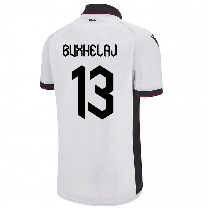 Kinder Fußball Albanien Paulo Buxhelaj #13 Weiß Auswärtstrikot Trikot 24-26 T-Shirt Luxemburg