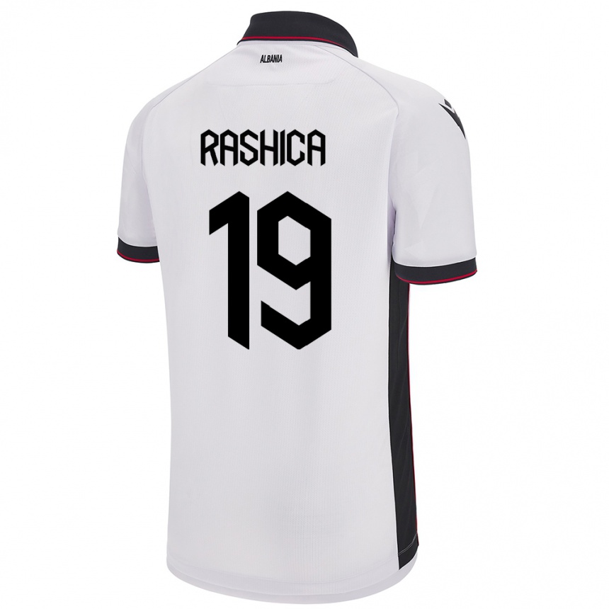 Kinder Fußball Albanien Ermir Rashica #19 Weiß Auswärtstrikot Trikot 24-26 T-Shirt Luxemburg