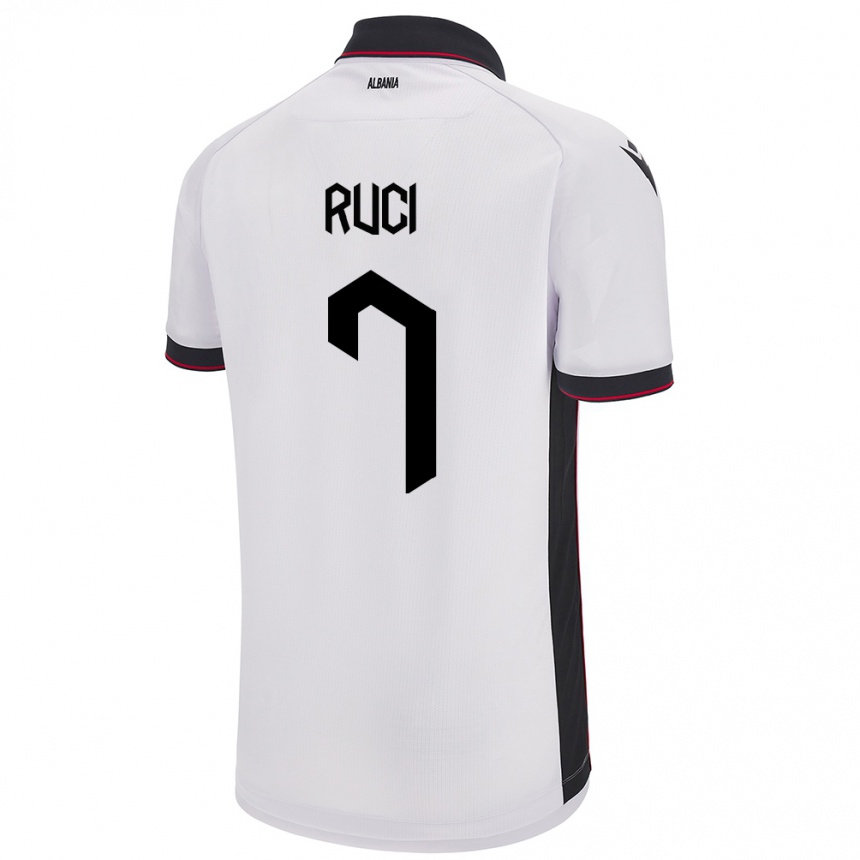 Kinder Fußball Albanien Flamur Ruci #7 Weiß Auswärtstrikot Trikot 24-26 T-Shirt Luxemburg