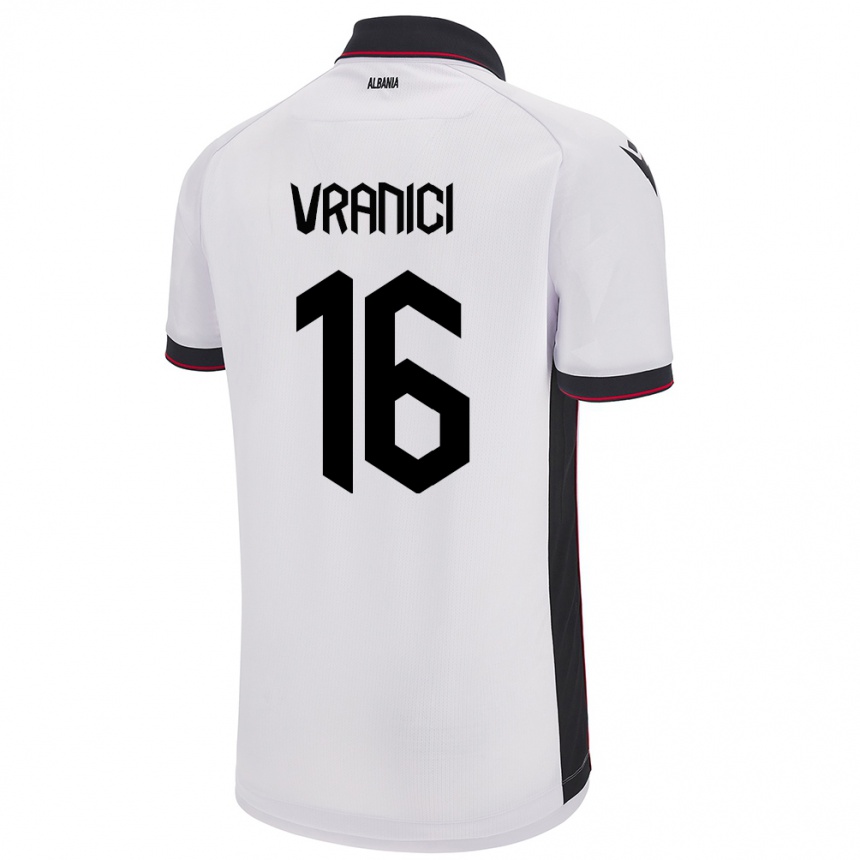 Kinder Fußball Albanien Dean Vranici #16 Weiß Auswärtstrikot Trikot 24-26 T-Shirt Luxemburg