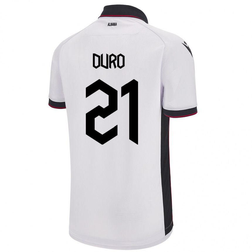 Kinder Fußball Albanien Dejvi Duro #21 Weiß Auswärtstrikot Trikot 24-26 T-Shirt Luxemburg