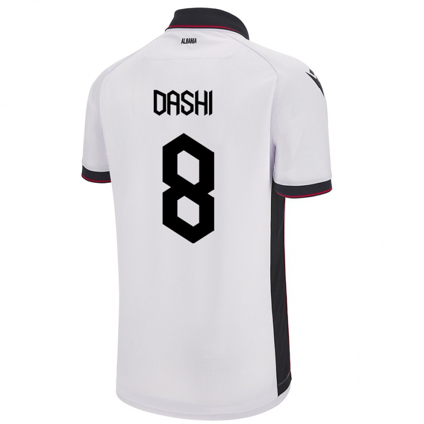 Kinder Fußball Albanien Matteo Dashi #8 Weiß Auswärtstrikot Trikot 24-26 T-Shirt Luxemburg