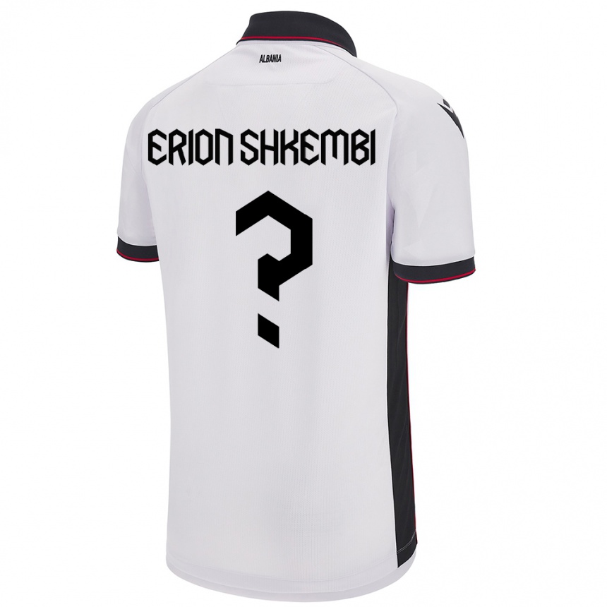 Kinder Fußball Albanien Erion Shkembi #0 Weiß Auswärtstrikot Trikot 24-26 T-Shirt Luxemburg