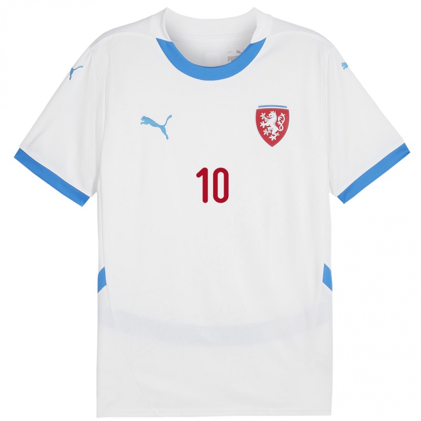 Kinder Fußball Tschechien Samuel Pikolon #10 Weiß Auswärtstrikot Trikot 24-26 T-Shirt Luxemburg