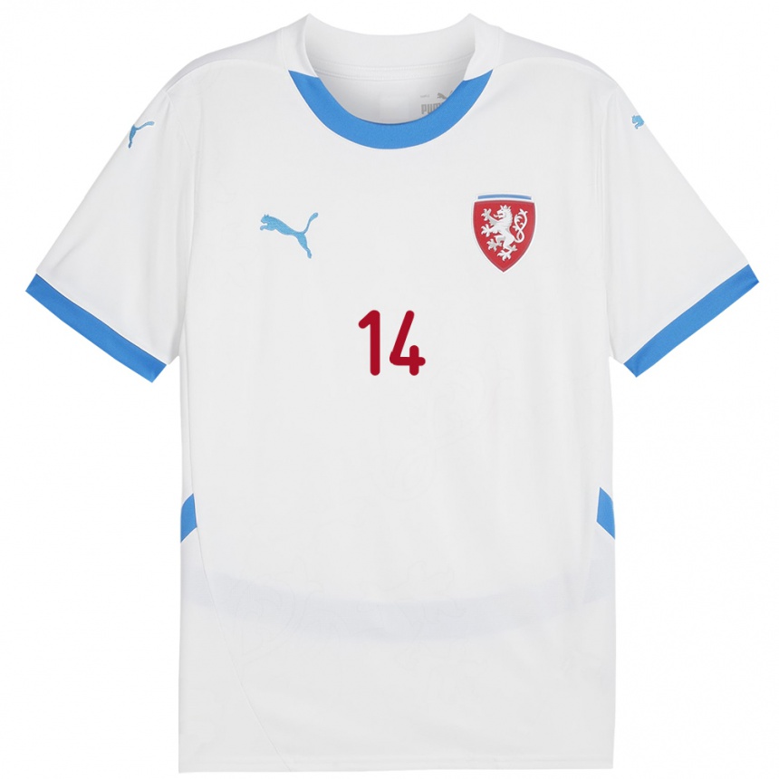 Kinder Fußball Tschechien Zdenek Toman #14 Weiß Auswärtstrikot Trikot 24-26 T-Shirt Luxemburg