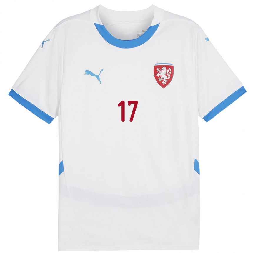 Kinder Fußball Tschechien Adam Sosna #17 Weiß Auswärtstrikot Trikot 24-26 T-Shirt Luxemburg