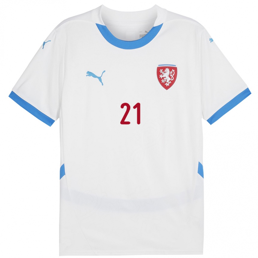 Kinder Fußball Tschechien Miroslava Mrázová #21 Weiß Auswärtstrikot Trikot 24-26 T-Shirt Luxemburg