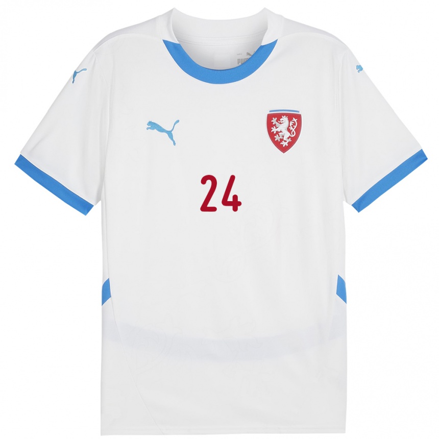 Kinder Fußball Tschechien Tomas Vlcek #24 Weiß Auswärtstrikot Trikot 24-26 T-Shirt Luxemburg