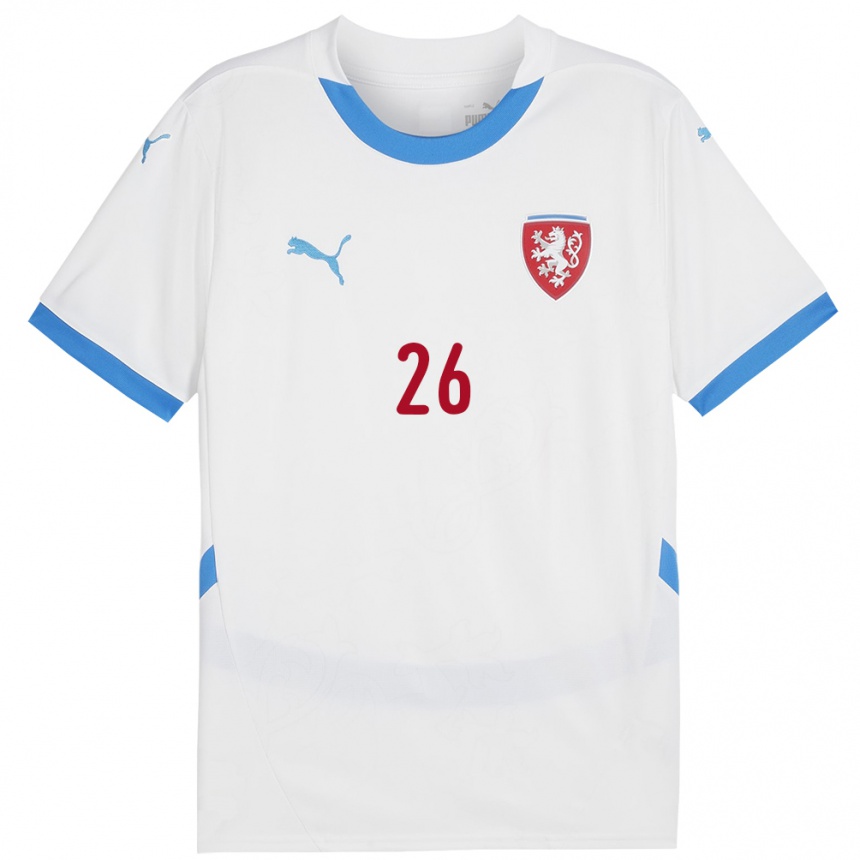 Kinder Fußball Tschechien Matej Jurasek #26 Weiß Auswärtstrikot Trikot 24-26 T-Shirt Luxemburg