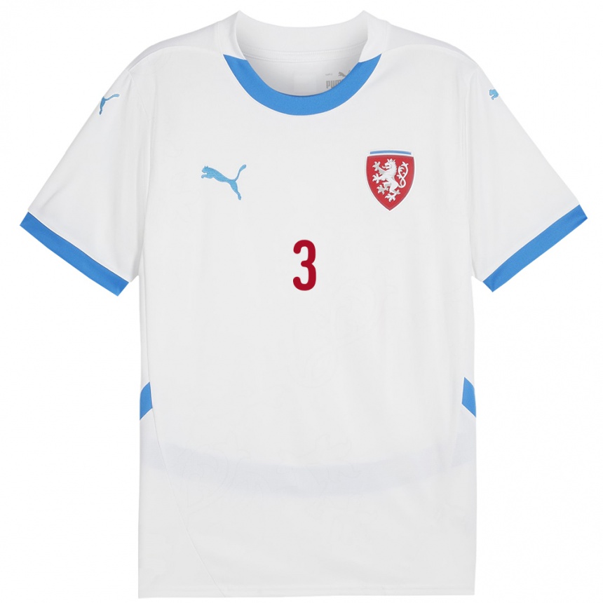 Kinder Fußball Tschechien Jakub Podkalsky #3 Weiß Auswärtstrikot Trikot 24-26 T-Shirt Luxemburg