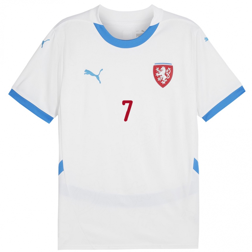 Kinder Fußball Tschechien Dominika Huvarová #7 Weiß Auswärtstrikot Trikot 24-26 T-Shirt Luxemburg