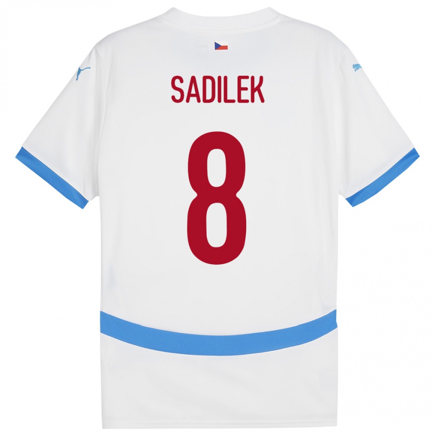 Kinder Fußball Tschechien Michal Sadílek #8 Weiß Auswärtstrikot Trikot 24-26 T-Shirt Luxemburg