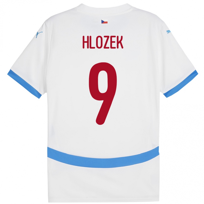 Kinder Fußball Tschechien Adam Hlozek #9 Weiß Auswärtstrikot Trikot 24-26 T-Shirt Luxemburg