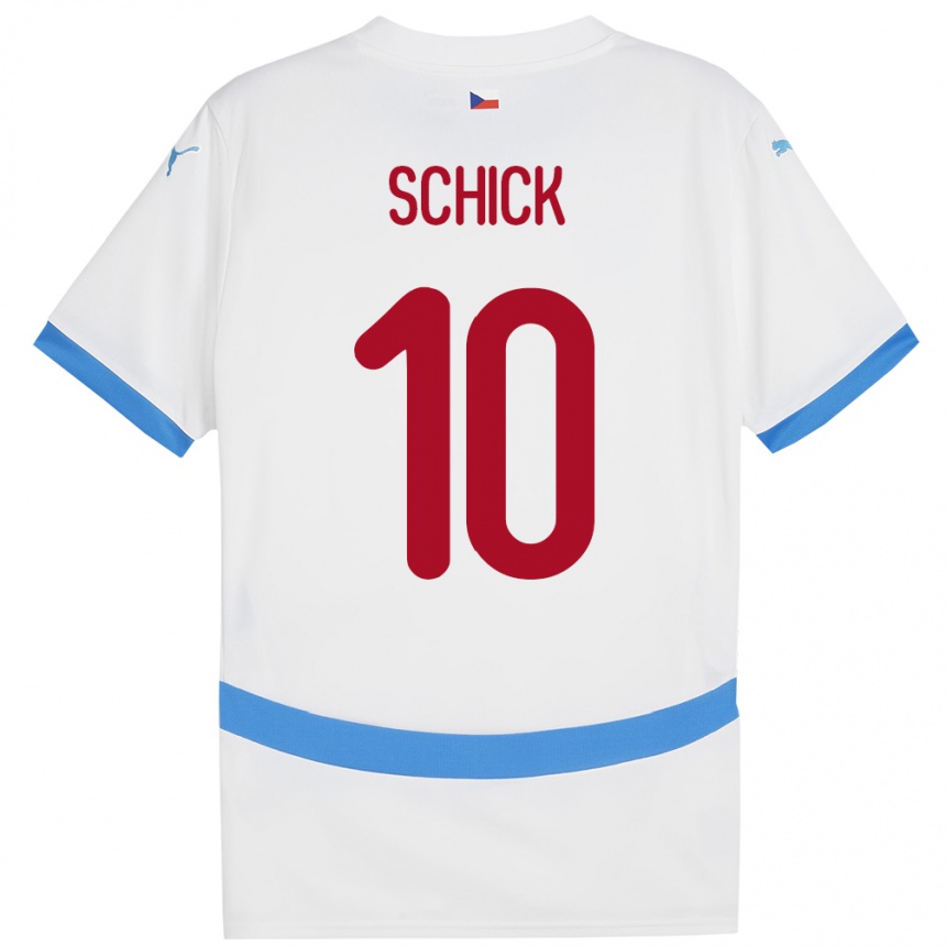 Kinder Fußball Tschechien Patrik Schick #10 Weiß Auswärtstrikot Trikot 24-26 T-Shirt Luxemburg