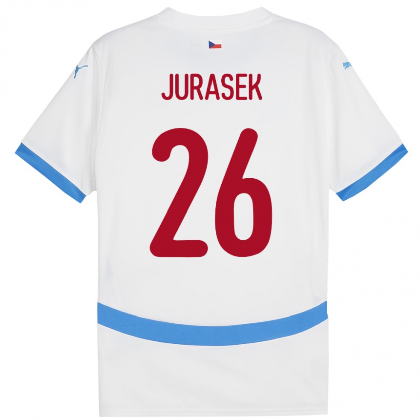 Kinder Fußball Tschechien Matej Jurasek #26 Weiß Auswärtstrikot Trikot 24-26 T-Shirt Luxemburg