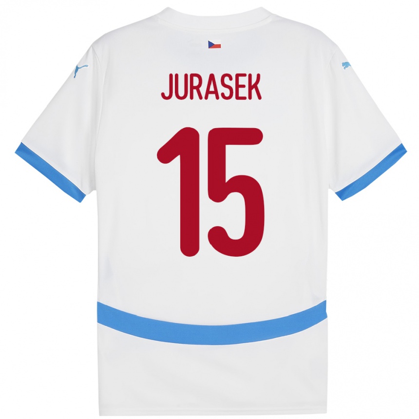 Kinder Fußball Tschechien David Jurásek #15 Weiß Auswärtstrikot Trikot 24-26 T-Shirt Luxemburg
