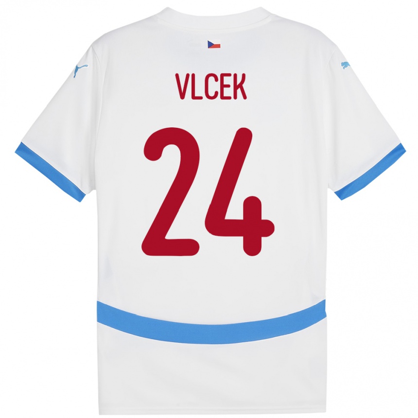 Kinder Fußball Tschechien Tomas Vlcek #24 Weiß Auswärtstrikot Trikot 24-26 T-Shirt Luxemburg