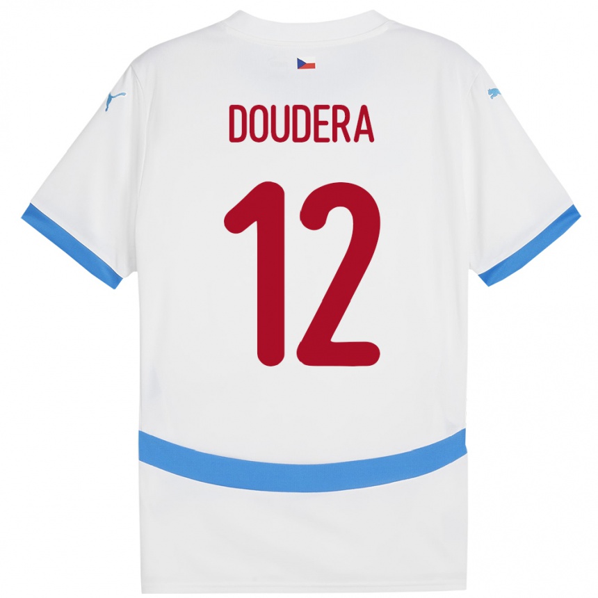 Kinder Fußball Tschechien David Doudera #12 Weiß Auswärtstrikot Trikot 24-26 T-Shirt Luxemburg