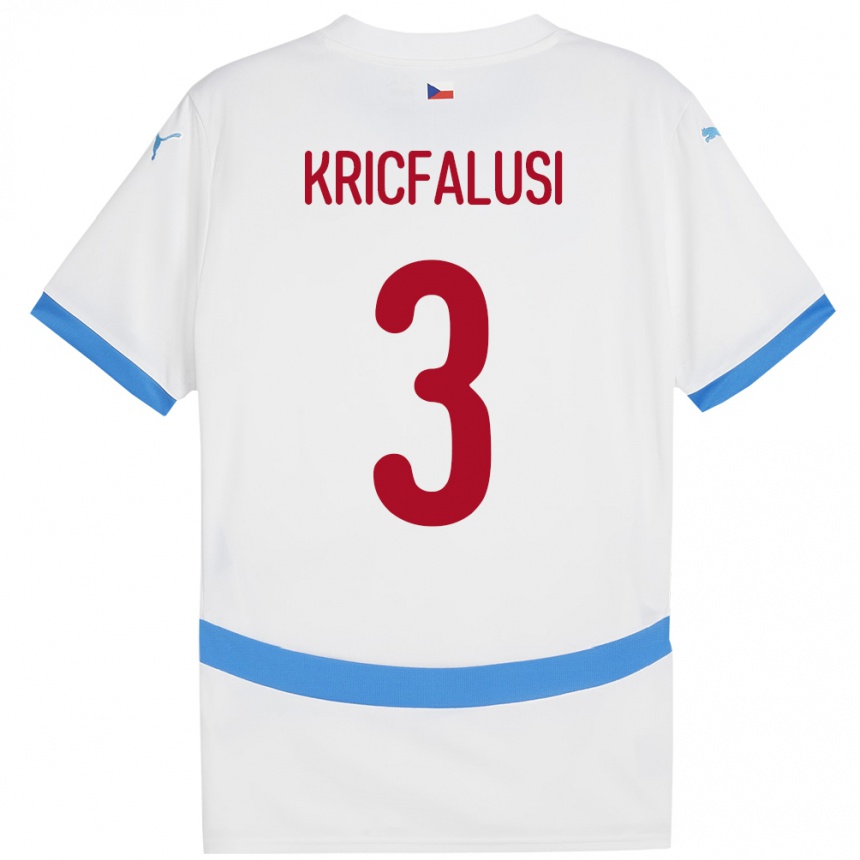 Kinder Fußball Tschechien Ondrej Kricfalusi #3 Weiß Auswärtstrikot Trikot 24-26 T-Shirt Luxemburg