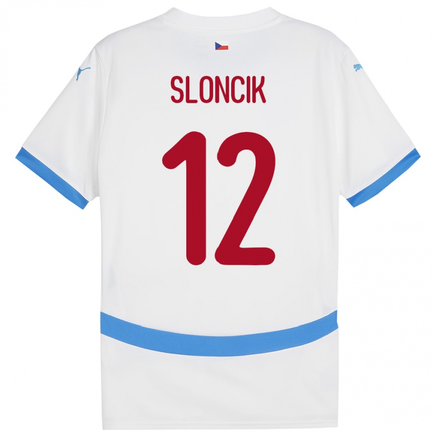 Kinder Fußball Tschechien Tom Sloncik #12 Weiß Auswärtstrikot Trikot 24-26 T-Shirt Luxemburg