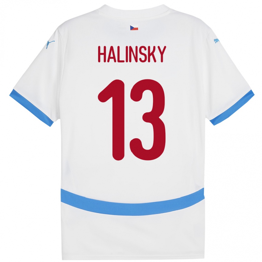 Kinder Fußball Tschechien Denis Halinsky #13 Weiß Auswärtstrikot Trikot 24-26 T-Shirt Luxemburg