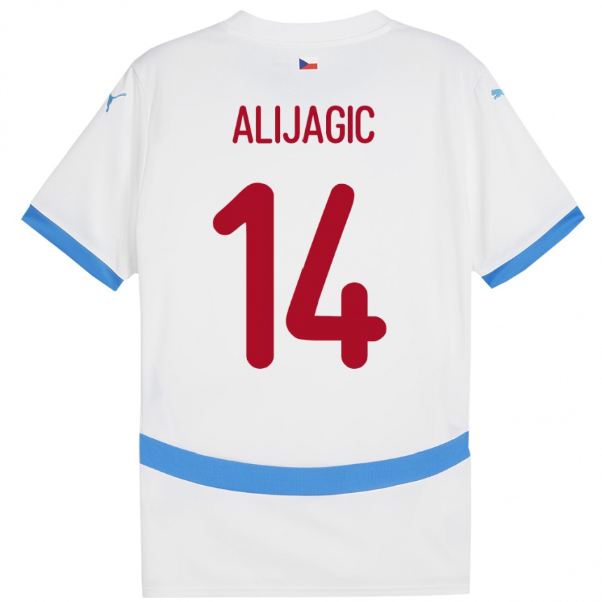 Kinder Fußball Tschechien Denis Alijagic #14 Weiß Auswärtstrikot Trikot 24-26 T-Shirt Luxemburg