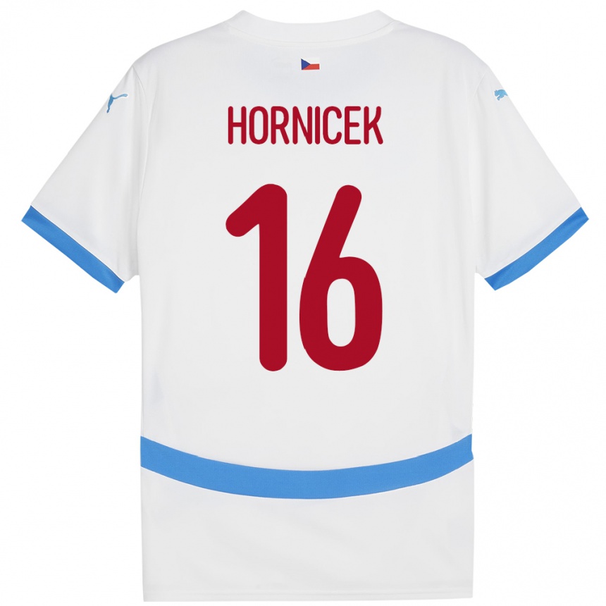 Kinder Fußball Tschechien Lukas Hornicek #16 Weiß Auswärtstrikot Trikot 24-26 T-Shirt Luxemburg