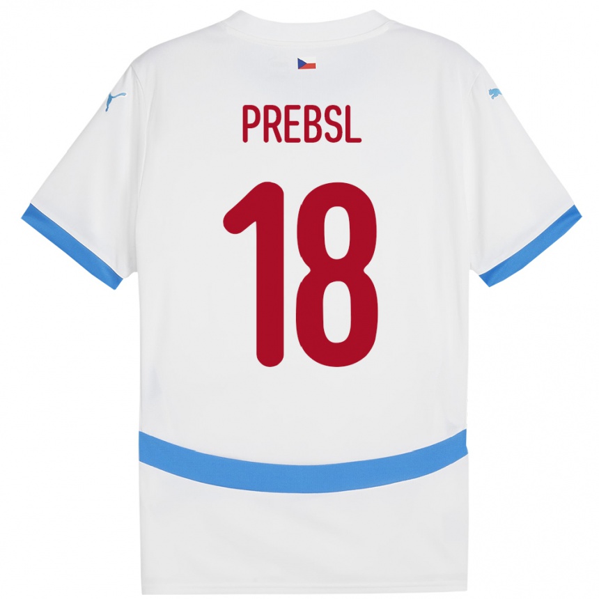 Kinder Fußball Tschechien Filip Prebsl #18 Weiß Auswärtstrikot Trikot 24-26 T-Shirt Luxemburg