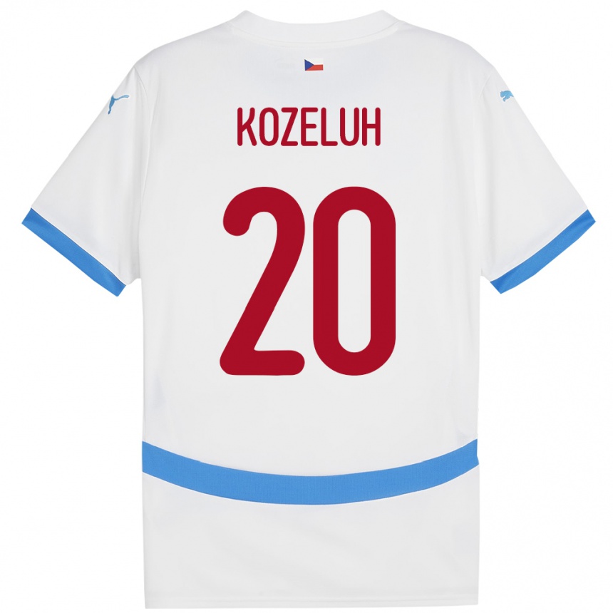 Kinder Fußball Tschechien Josef Kozeluh #20 Weiß Auswärtstrikot Trikot 24-26 T-Shirt Luxemburg