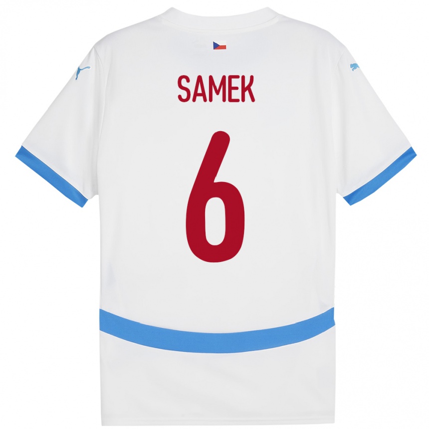 Kinder Fußball Tschechien Daniel Samek #6 Weiß Auswärtstrikot Trikot 24-26 T-Shirt Luxemburg