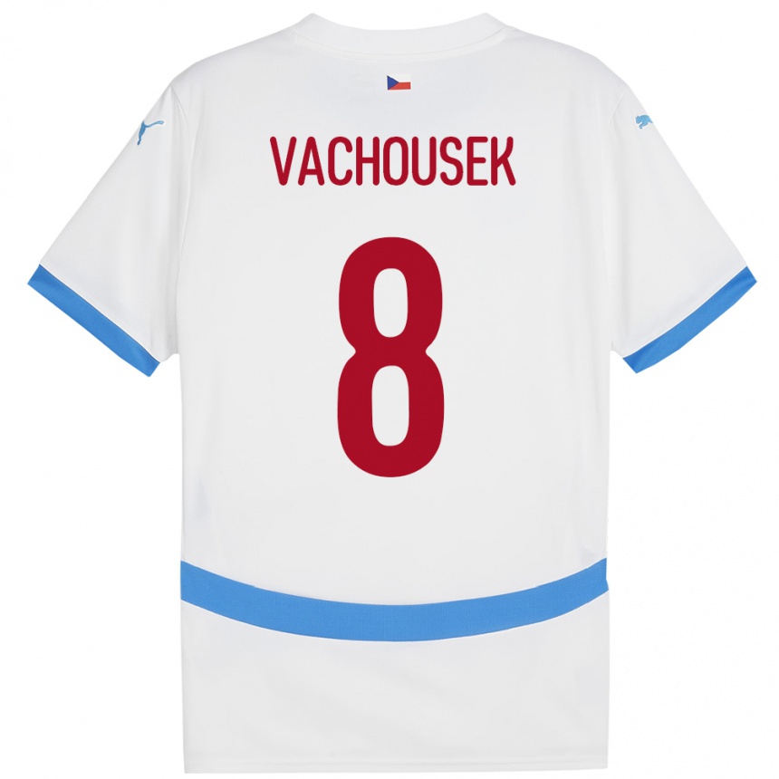 Kinder Fußball Tschechien Tadeas Vachousek #8 Weiß Auswärtstrikot Trikot 24-26 T-Shirt Luxemburg