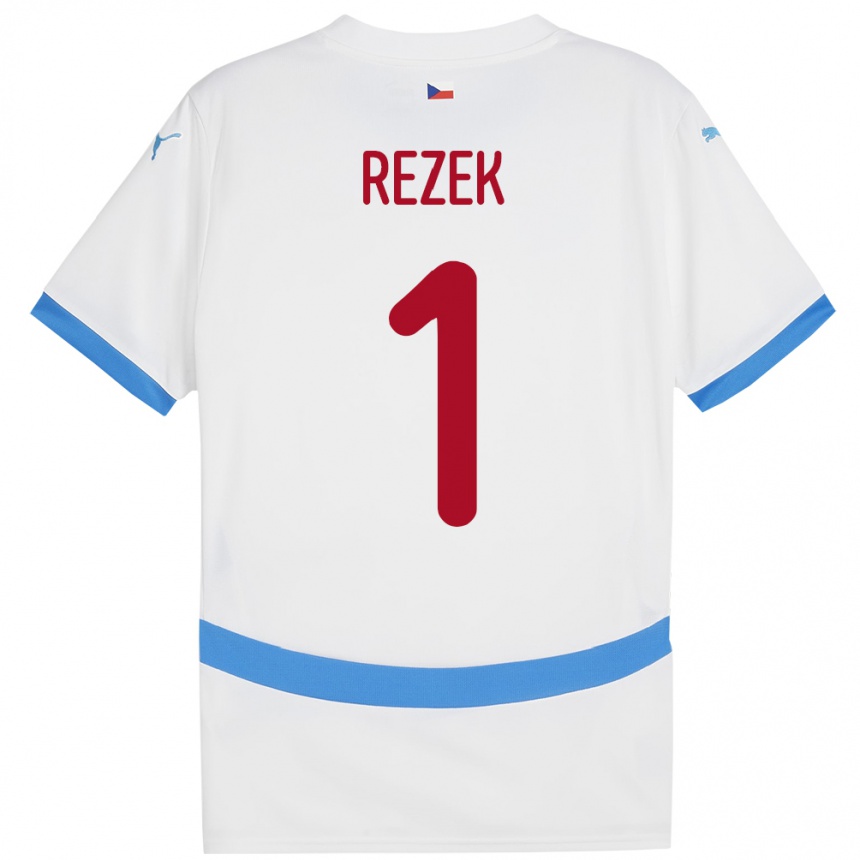 Kinder Fußball Tschechien Adam Rezek #1 Weiß Auswärtstrikot Trikot 24-26 T-Shirt Luxemburg