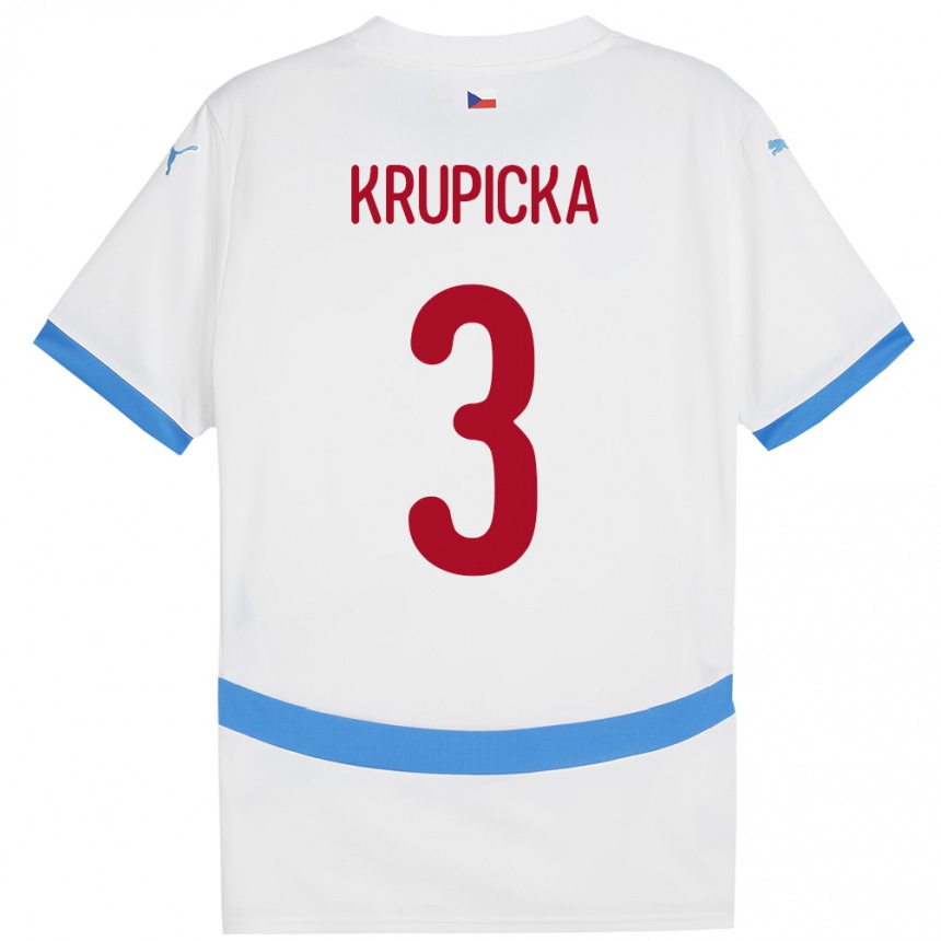 Kinder Fußball Tschechien David Krupicka #3 Weiß Auswärtstrikot Trikot 24-26 T-Shirt Luxemburg