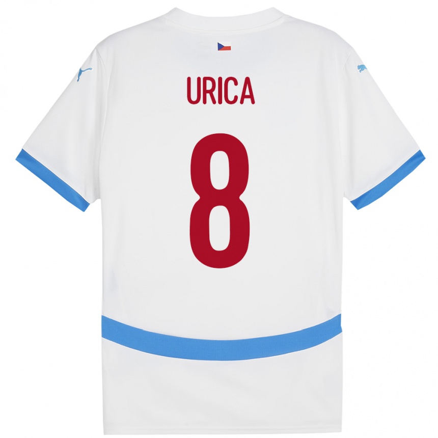 Kinder Fußball Tschechien Adam Urica #8 Weiß Auswärtstrikot Trikot 24-26 T-Shirt Luxemburg