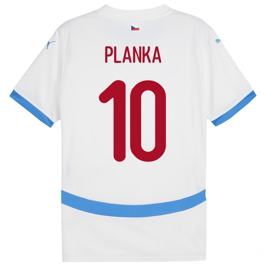 Kinder Fußball Tschechien David Planka #10 Weiß Auswärtstrikot Trikot 24-26 T-Shirt Luxemburg