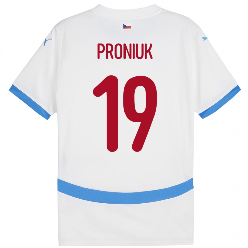 Kinder Fußball Tschechien Adam Proniuk #19 Weiß Auswärtstrikot Trikot 24-26 T-Shirt Luxemburg