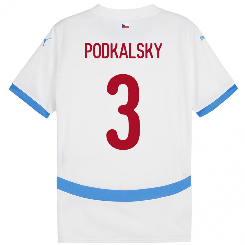 Kinder Fußball Tschechien Jakub Podkalsky #3 Weiß Auswärtstrikot Trikot 24-26 T-Shirt Luxemburg