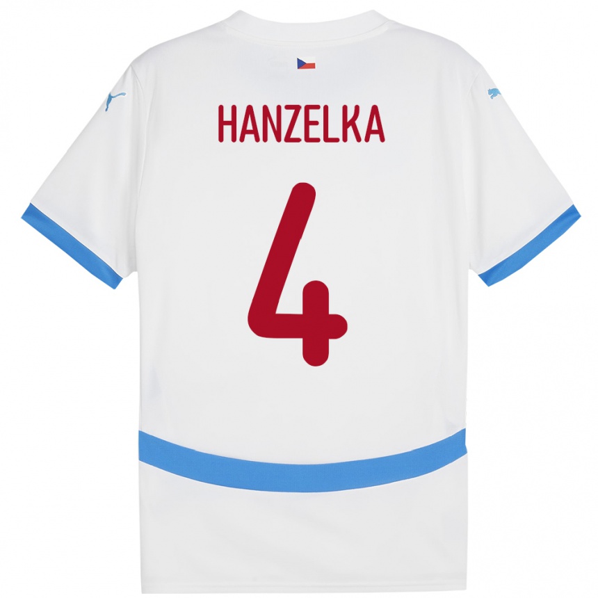 Kinder Fußball Tschechien Denis Hanzelka #4 Weiß Auswärtstrikot Trikot 24-26 T-Shirt Luxemburg