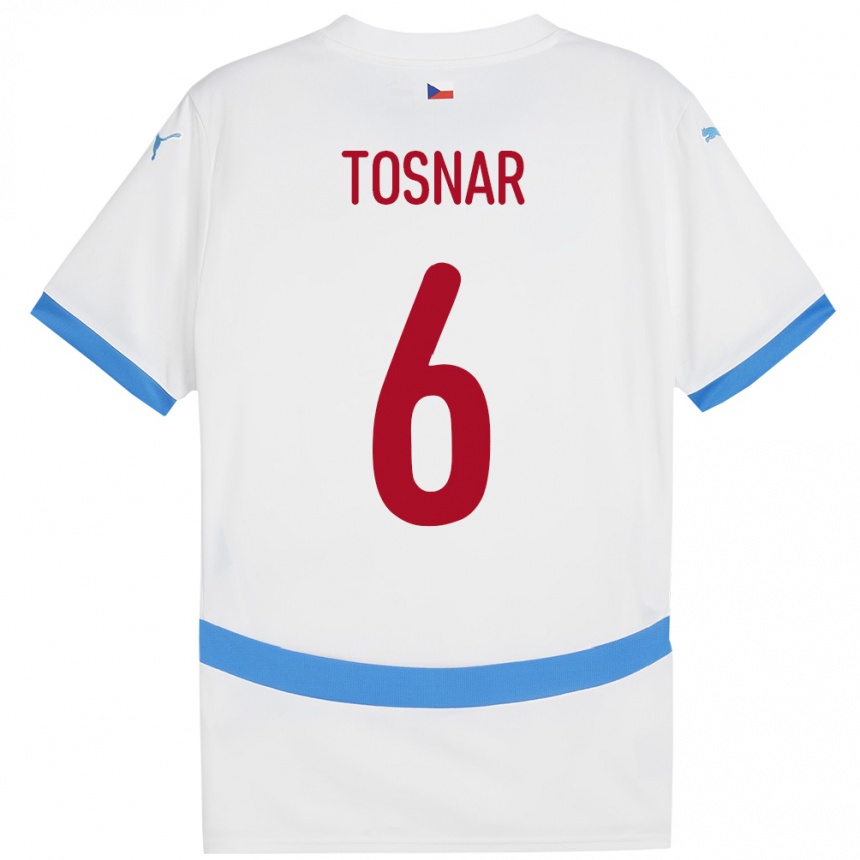 Kinder Fußball Tschechien Jakub Tosnar #6 Weiß Auswärtstrikot Trikot 24-26 T-Shirt Luxemburg