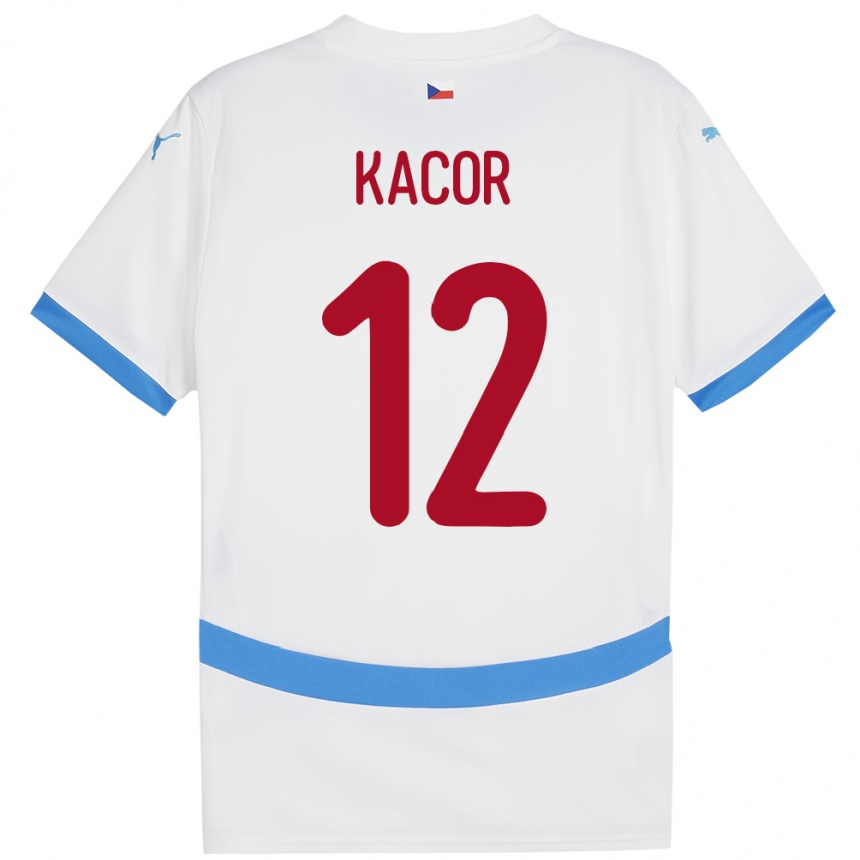 Kinder Fußball Tschechien Pavel Kacor #12 Weiß Auswärtstrikot Trikot 24-26 T-Shirt Luxemburg